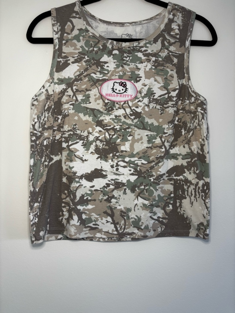 Sanrio Hello Kitty Camo Tank in Green, Tan & Pink